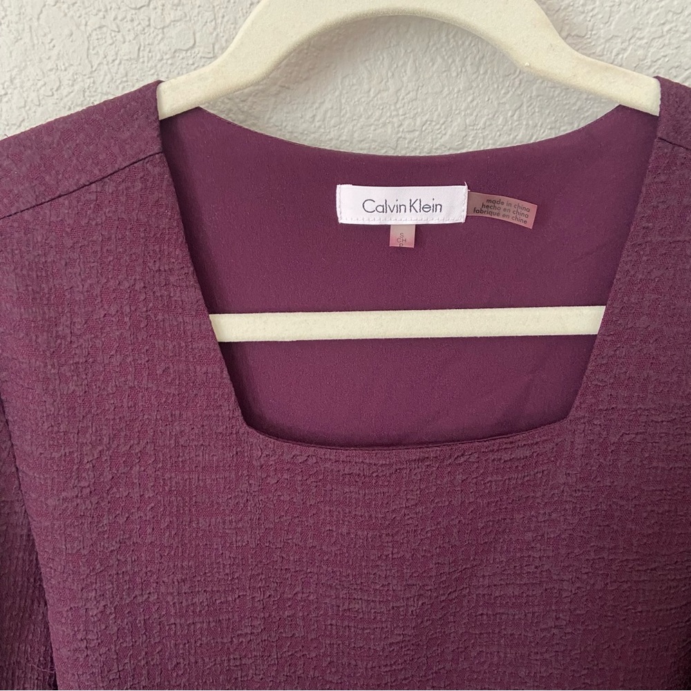 Like New! Calvin Klein Lined Crepe Square Neck Blouse Bell 3/4 Sleeves - Picture 4 of 4